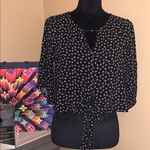 Black Floral Crop Blouse